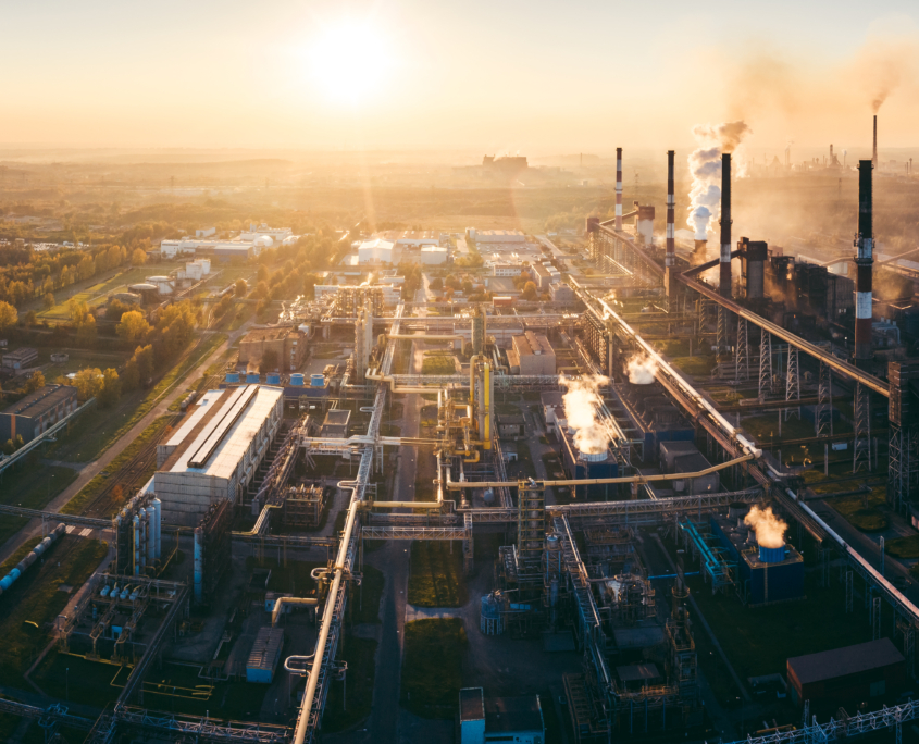 industrial landscape with heavy pollution