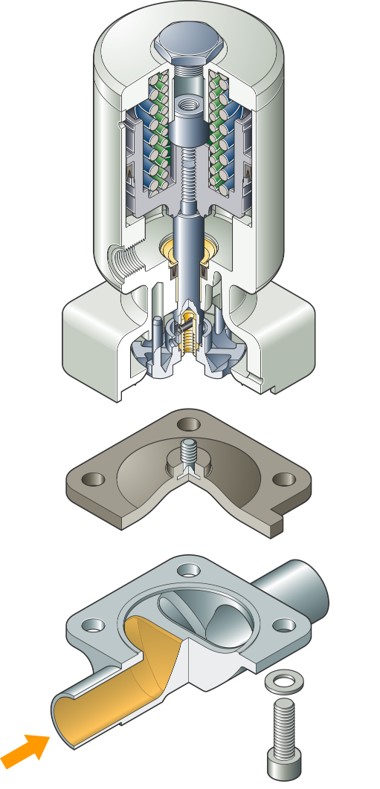 Aseptic diaphragm valve inside