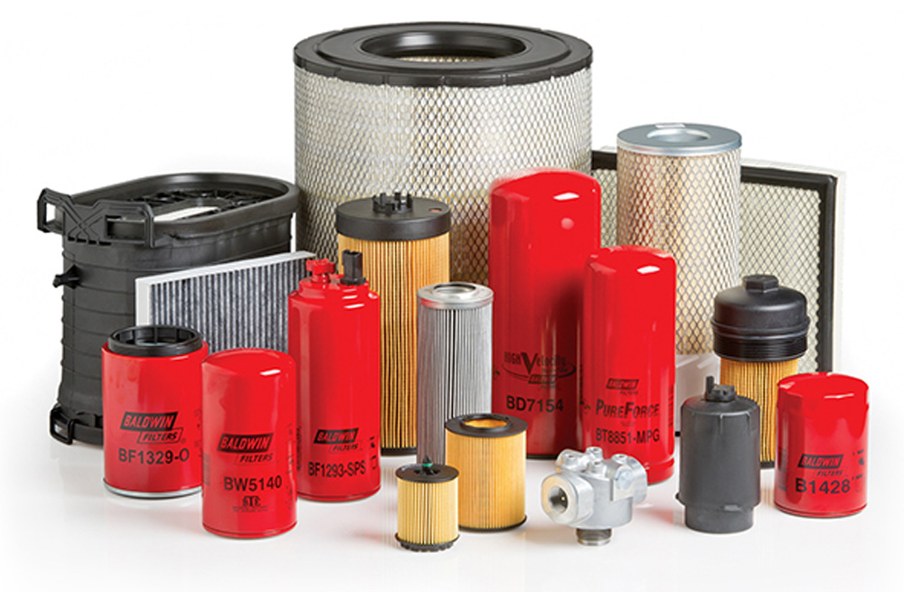 Assortment of Baldwin air, oil, fuel and hydraulic filters available from A&C Engineering.